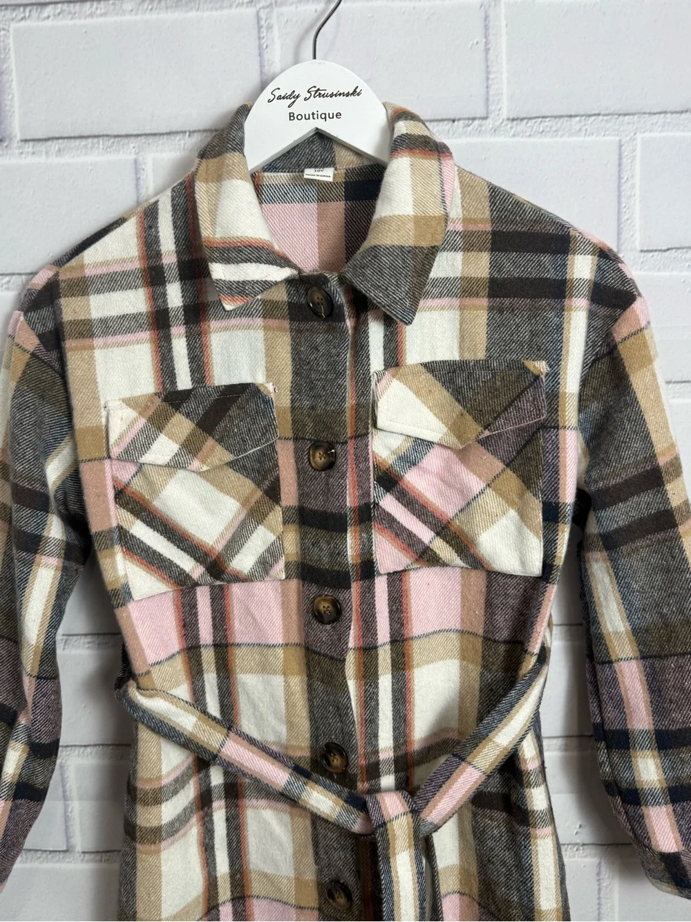 SHEIN Girls Plaid Belted Shirt Dress | Size 10Y | Button Front Long Sleeve